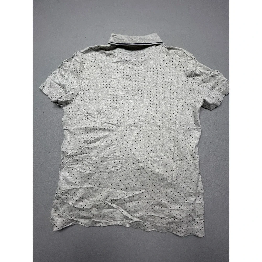 Banana Republic Polo Shirt 100% Cotton Gray Polka Dot Large Mens